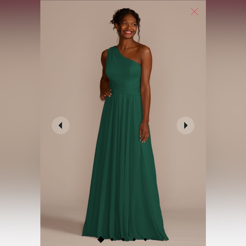 David’s Bridal Mesh One-Shoulder Bridesmaid Dress With Full Skirt